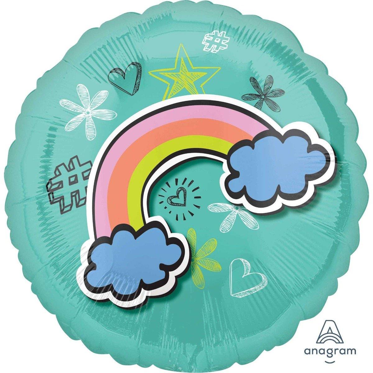 Selfie Celebration Rainbow Round Foil Balloon - 45cm - The Base Warehouse