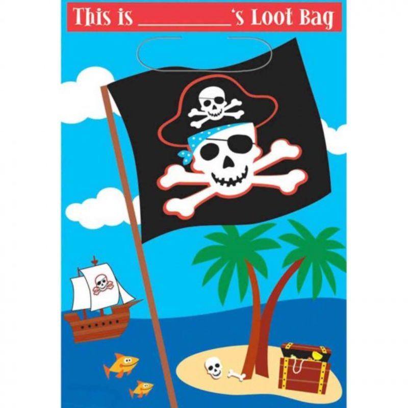 8 Pack Pirate Party Loot Bags - The Base Warehouse