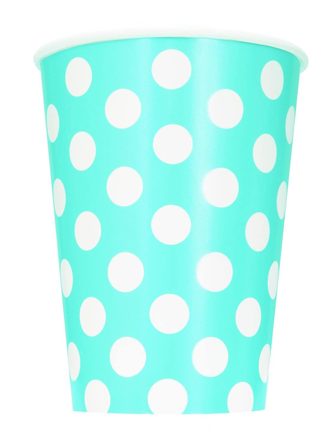 6 Pack Powder Blue Dots Paper Cups - 355ml - The Base Warehouse