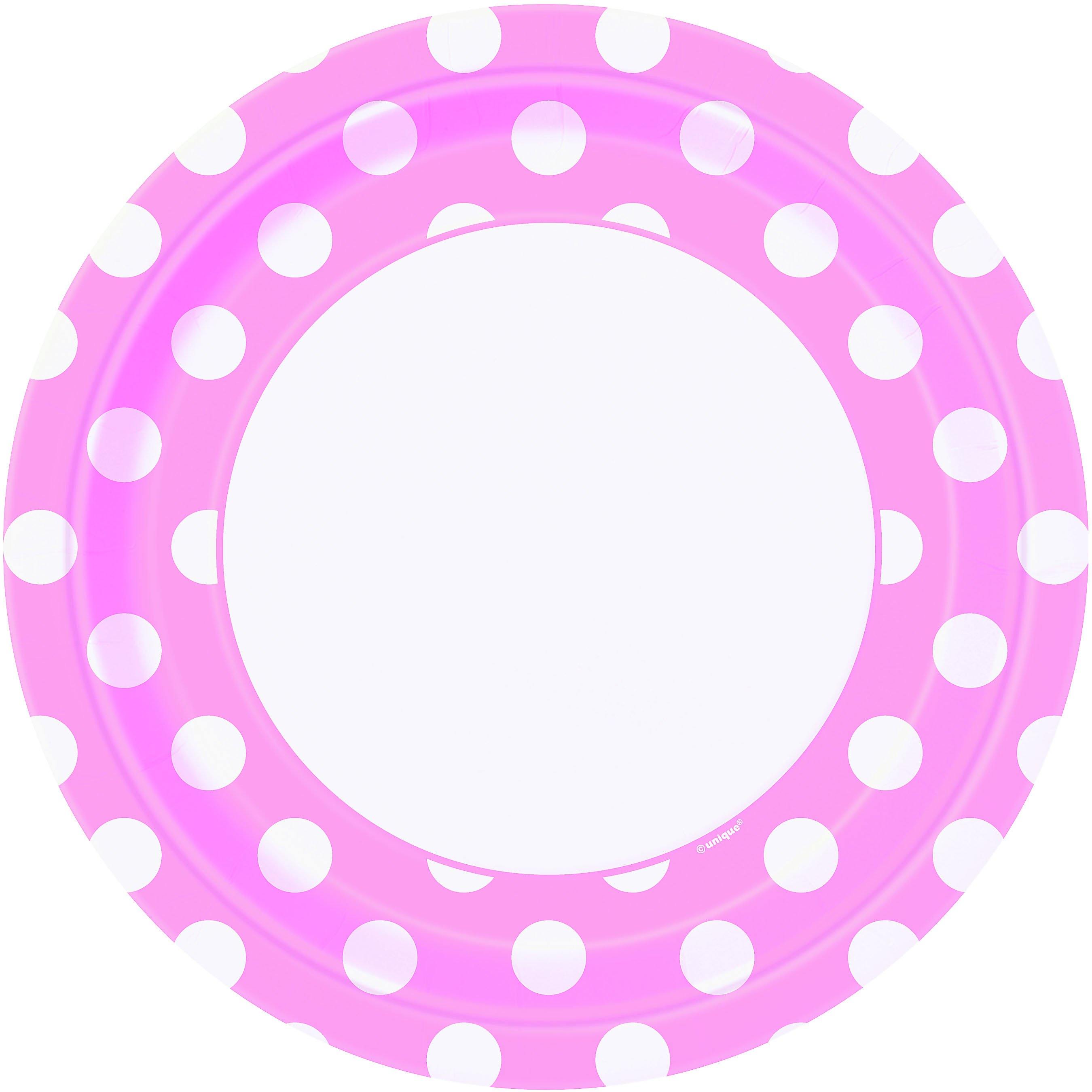 8 Pack Lovely Pink Dots Paper Plates - 23cm - The Base Warehouse