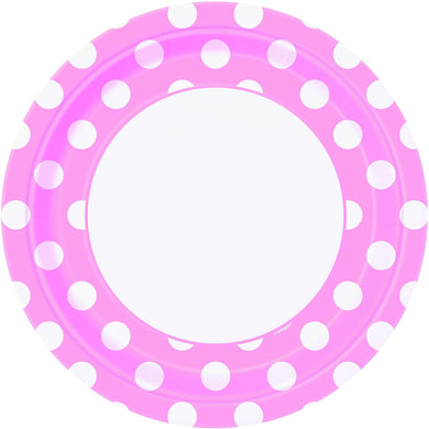 8 Pack Lovely Pink Dots Paper Plates - 23cm - The Base Warehouse