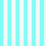 Load image into Gallery viewer, 16 Pack Powder Blue Stripes Beverage Napkins - 25.4cm x 25.4cm - The Base Warehouse
