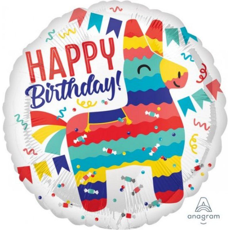 Happy Birthday Pinata Party Foil Balloon - 45cm