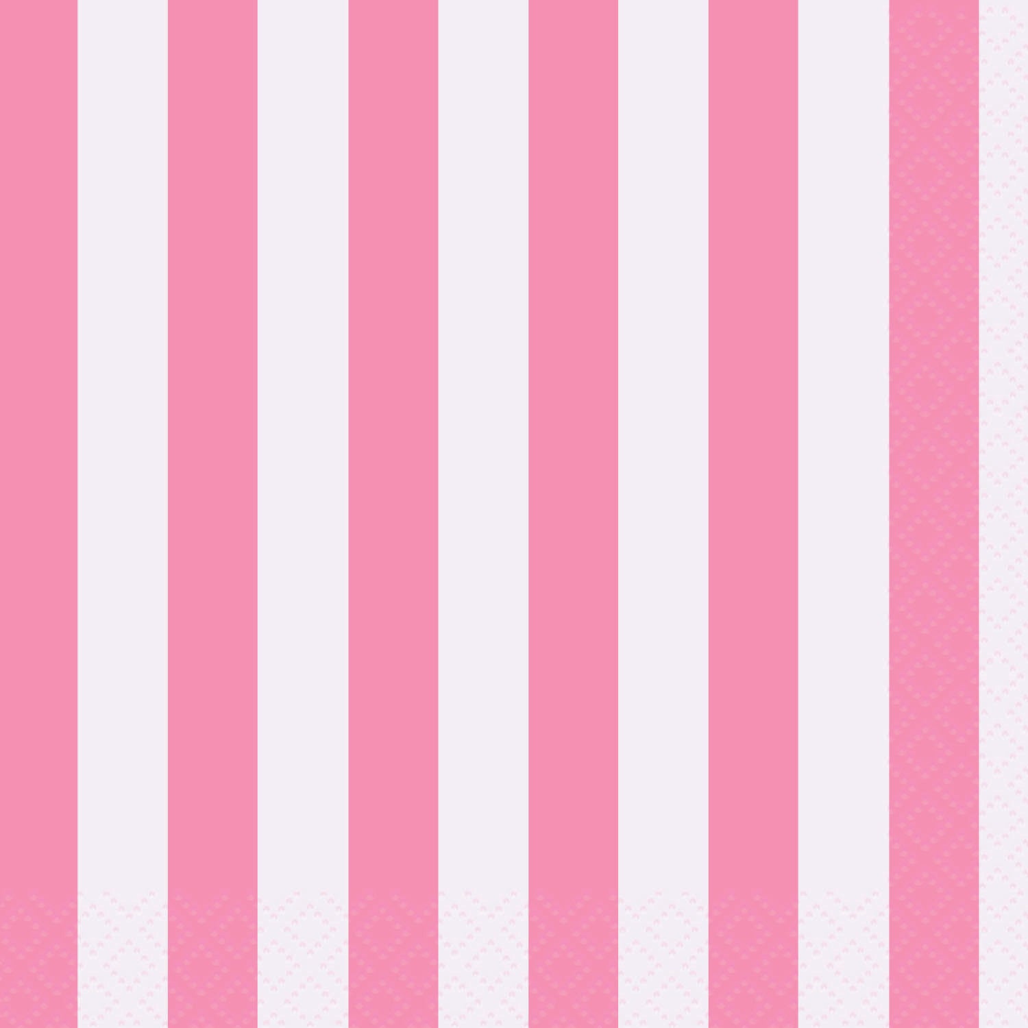 16 Pack Lovely Pink Stripes Beverage Napkins - 25.4cm x 25.4cm