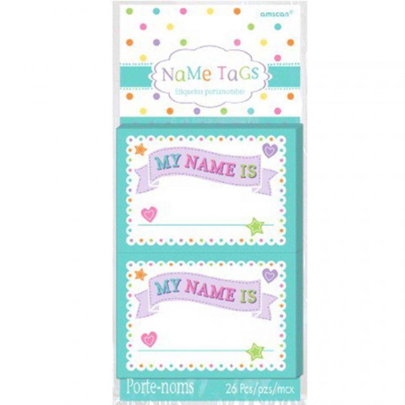 26 Pack Baby Shower Name Tags - 8cm x 6cm - The Base Warehouse