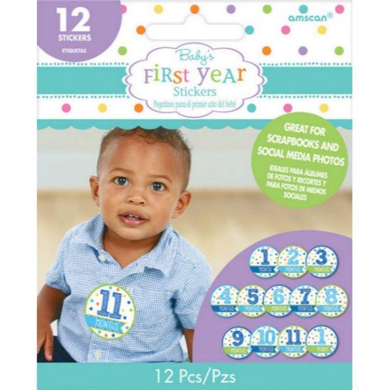 Baby Shower Month by Month Boy Stickers