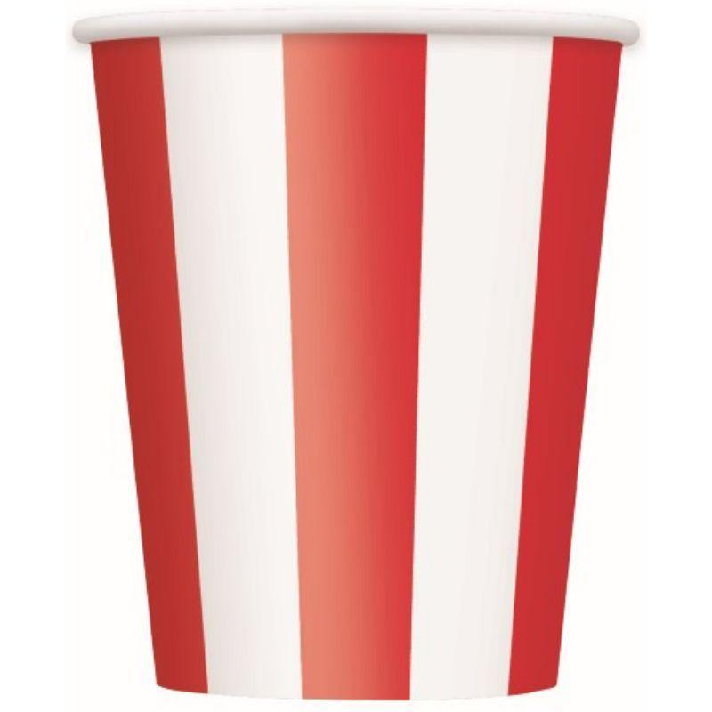 6 Pack Ruby Red Stripes Paper Cups - 355ml - The Base Warehouse