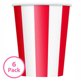 Load image into Gallery viewer, 6 Pack Ruby Red Stripes Paper Cups - 355ml - The Base Warehouse
