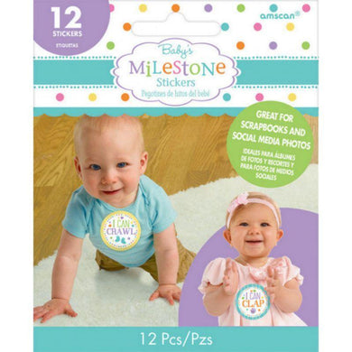 12 Pack Baby Shower Milestone Stickers - The Base Warehouse