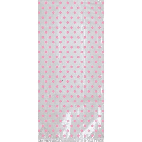 12 Pack New Pink Polka Dot Treat Bags - The Base Warehouse