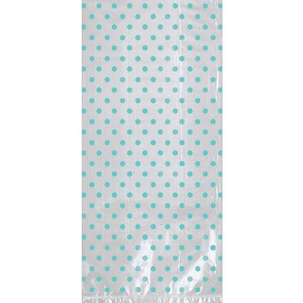 12 Pack Robins Egg Blue Polka Dot Treat Bags - The Base Warehouse