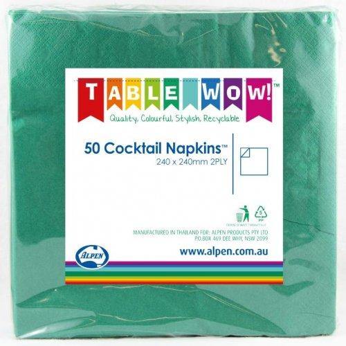 50 Pack Green Cocktail Napkin - 24cm - The Base Warehouse