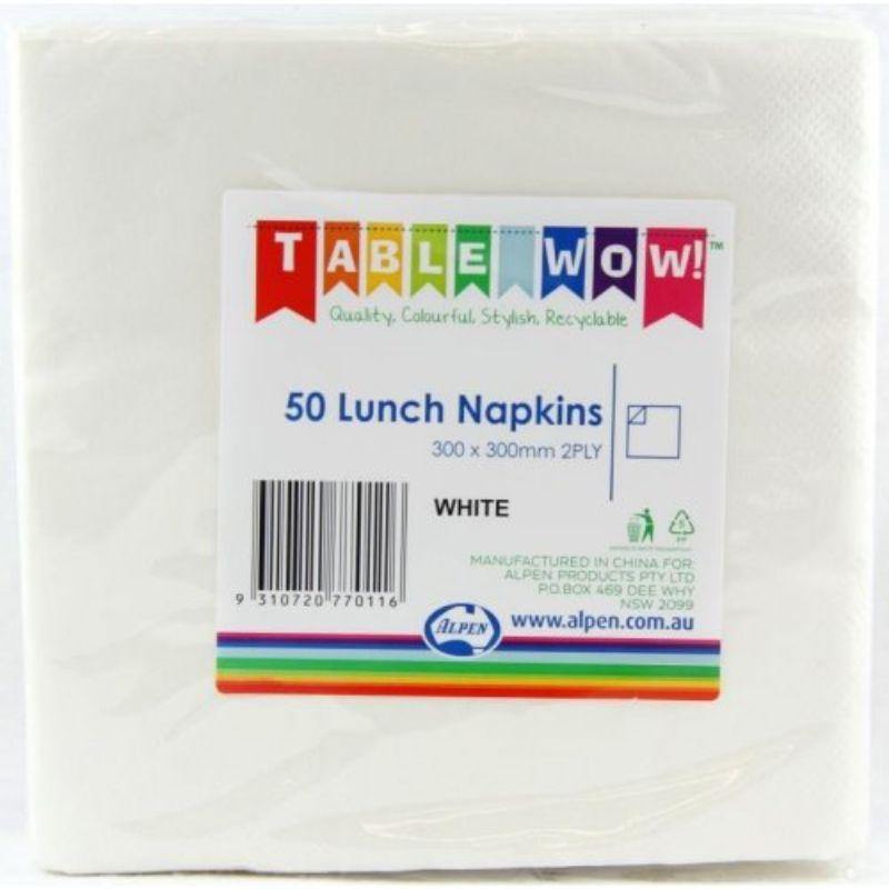 50 Pack White Lunch Napkins - 30cm x 30cm - The Base Warehouse