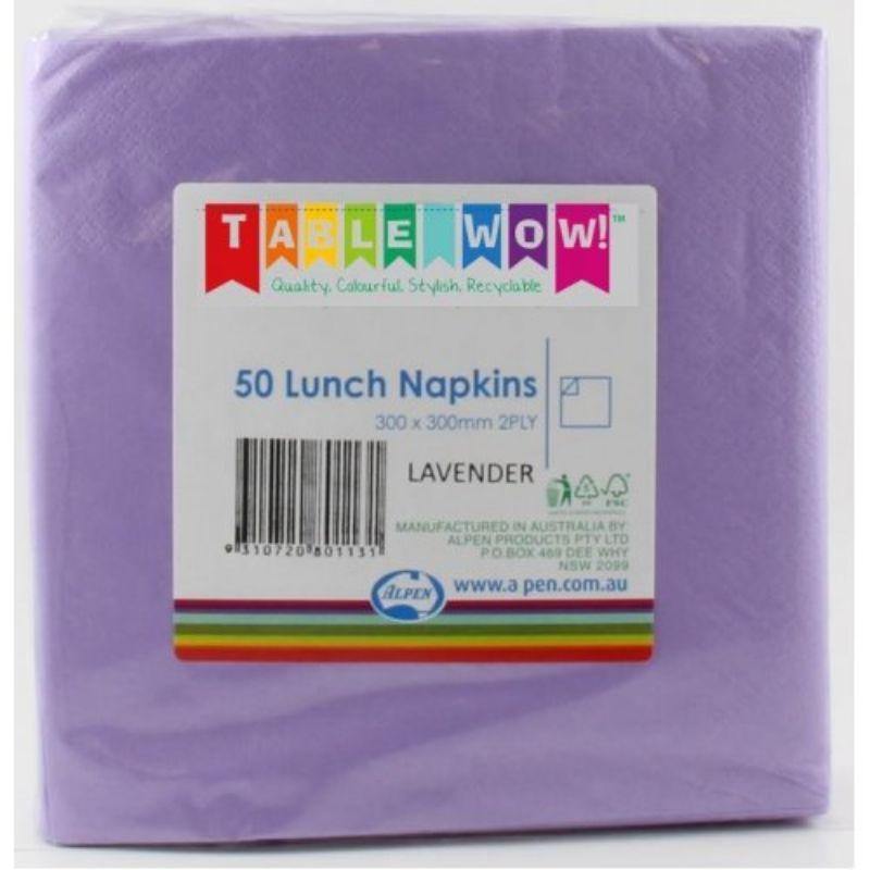 50 Pack Lavender Lunch Napkins - 30cm - The Base Warehouse
