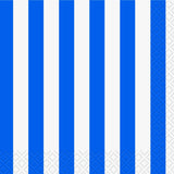 Load image into Gallery viewer, 16 Pack Royal Blue Stripes Beverage Napkins - 25.4cm x 25.4cm - The Base Warehouse
