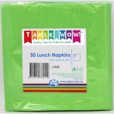 50 Pack Lime Lunch Napkins - 30cm x 30cm - The Base Warehouse