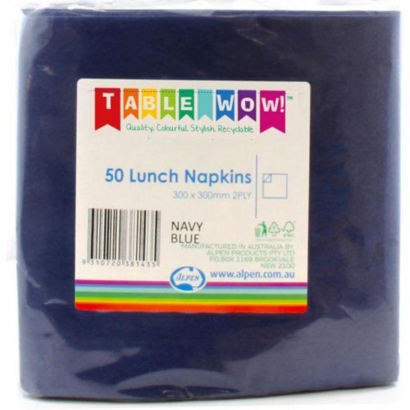 50 Pack Dark Blue Lunch Napkins - 30cm x 30cm - The Base Warehouse