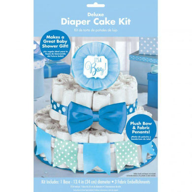 Baby Shower Blue Deluxe Diaper Cake Kit - The Base Warehouse