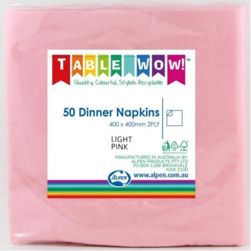 50 Pack Light Pink Dinner Napkins - 40cm - The Base Warehouse