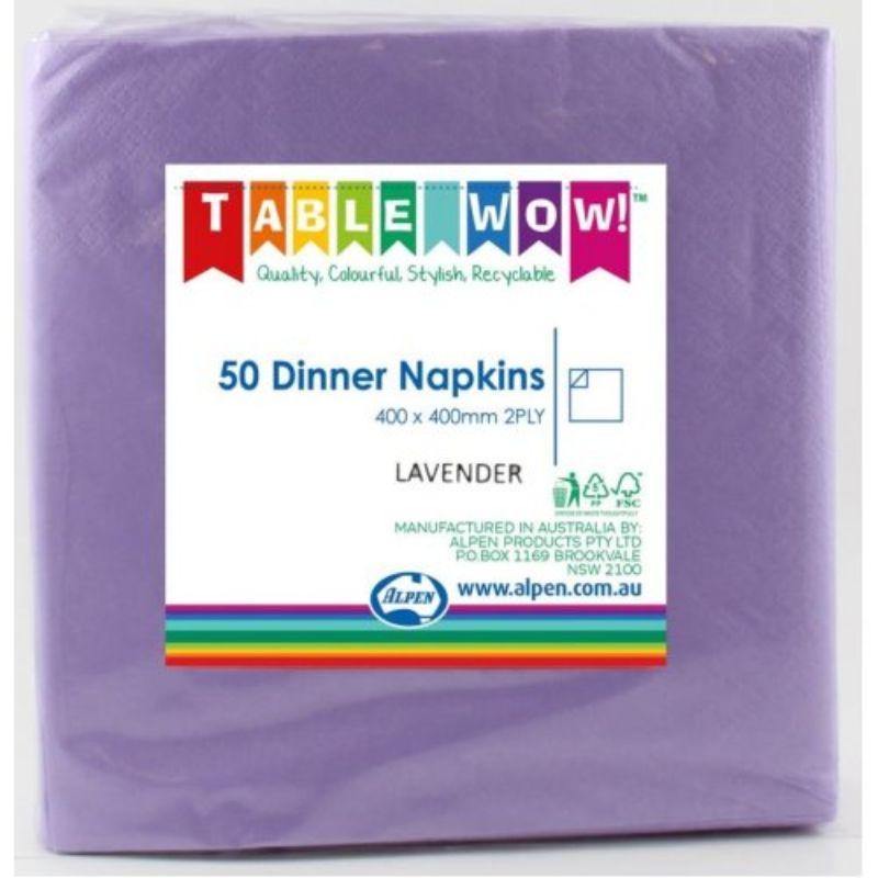50 Pack Lavender Dinner Napkins - 40cm - The Base Warehouse