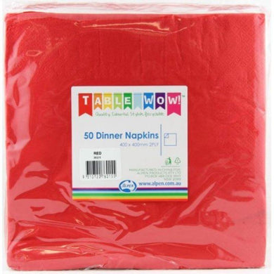 50 Pack Red Dinner Napkins - 40cm - The Base Warehouse