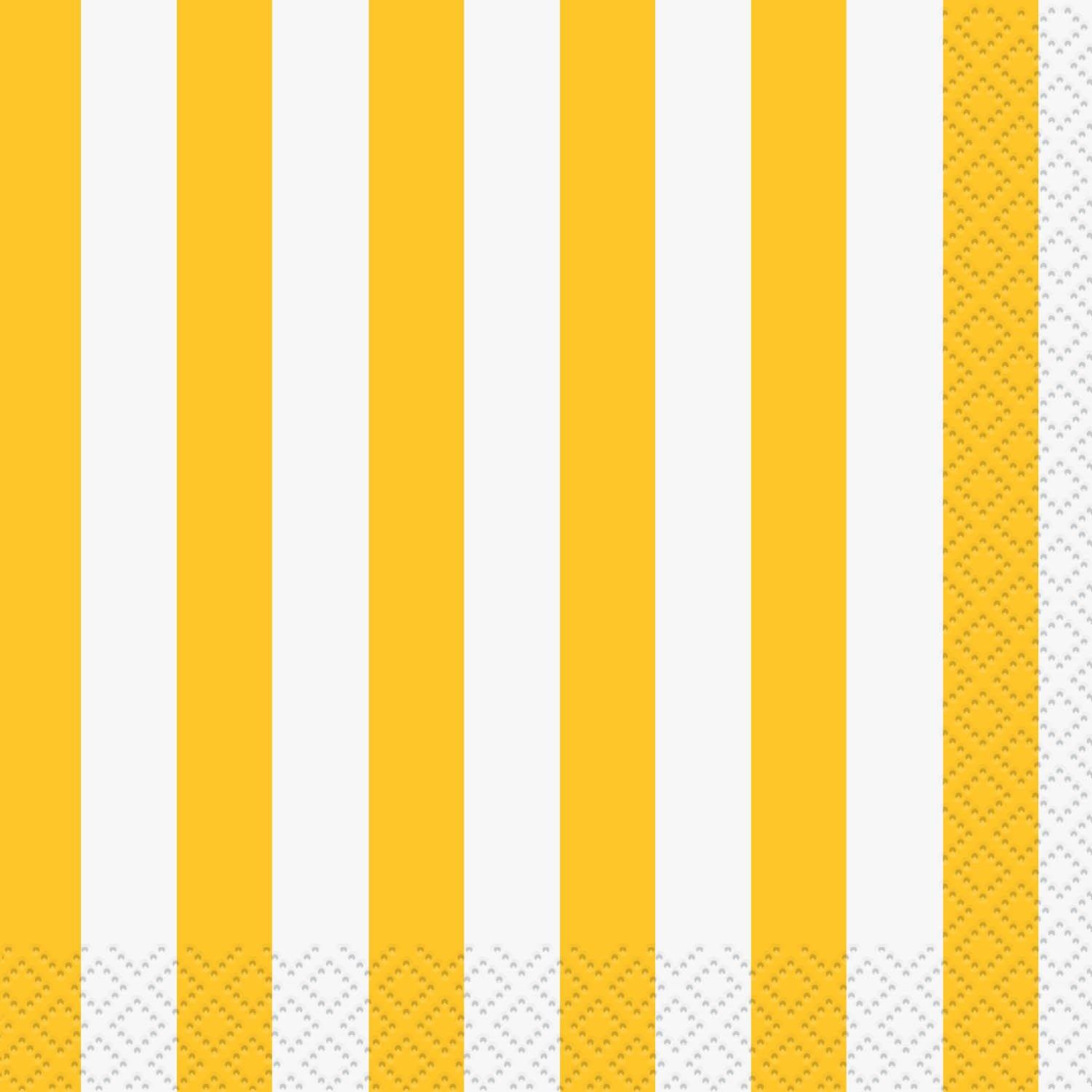 16 Pack Sunflower Yellow Stripes Beverage Napkins - 25.4cm x 25.4cm - The Base Warehouse