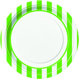 Load image into Gallery viewer, 8 Pack Lime Green Stripes Paper Plates - 23cm - The Base Warehouse

