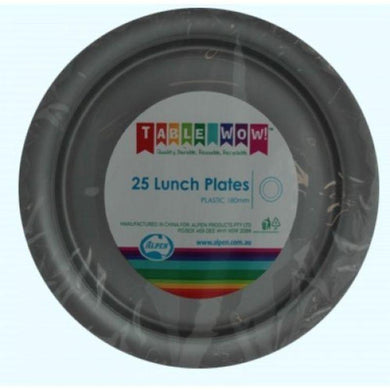 25 Pack Silver Plastic Lunch Plates - 18cm - The Base Warehouse