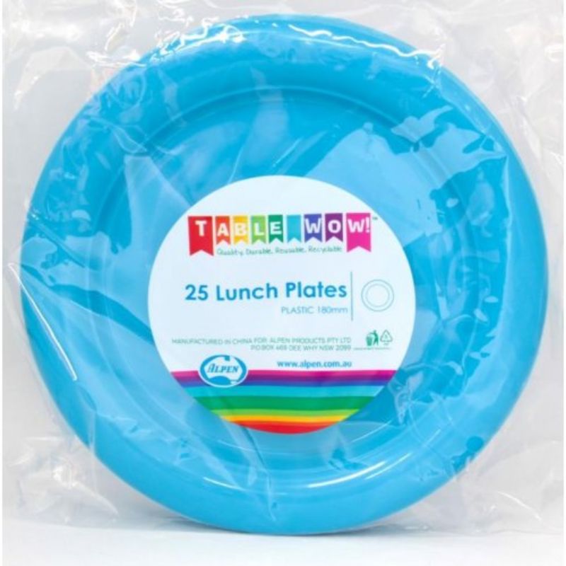 25 Pack Azure Blue Lunch Plates - 180mm