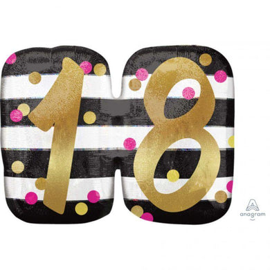 Holographic Pink & Gold 18th Milestone - 63cm x 50cm - The Base Warehouse