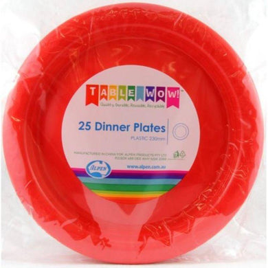 25 Pack Red Dinner Plates - 23cm - The Base Warehouse