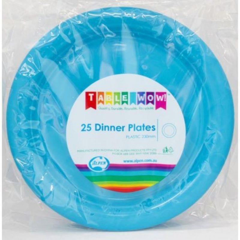 25 Pack Azure Blue Reusable Dinner Plates - 23cm