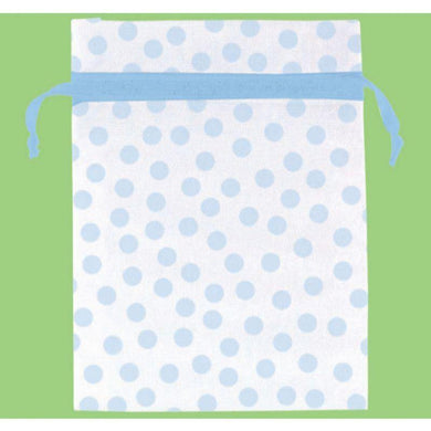 12 Pack Blue Baby Boy Dots Organza Bags - The Base Warehouse