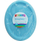 Load image into Gallery viewer, 25 Pack Plastic Light Blue Oval Plates - 31.5cm x 24.5cm - The Base Warehouse
