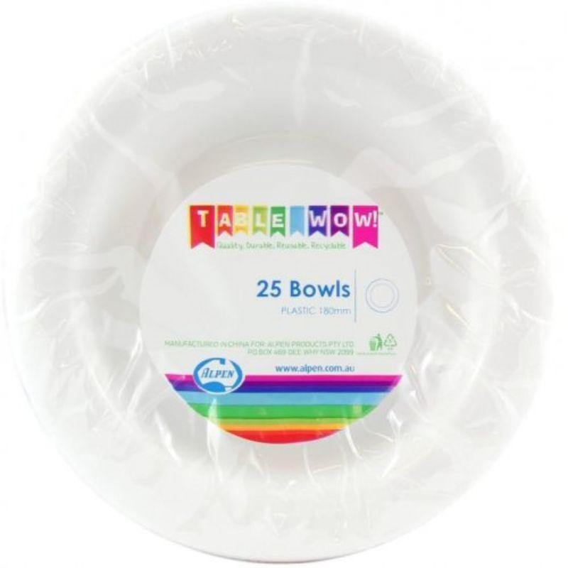 20 Pack White Reusable Bowls - 18cm