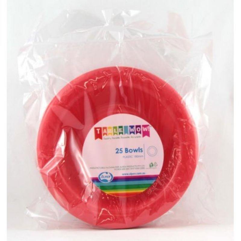 25 Pack Red Reusable Bowls - 18cm