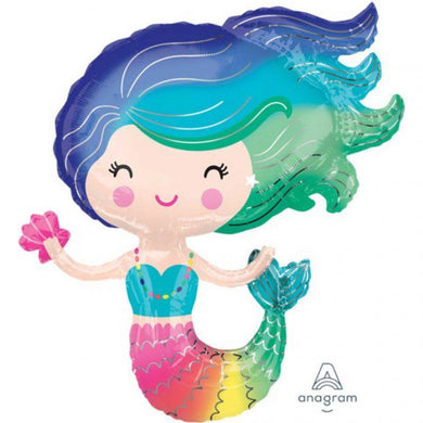 Colourful Mermaid Foil Balloon - 73cm x 76cm - The Base Warehouse