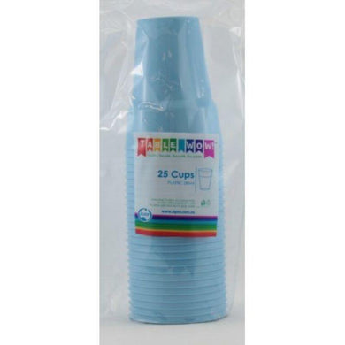 25 Pack Plastic Light Blue Cups - 285ml - The Base Warehouse
