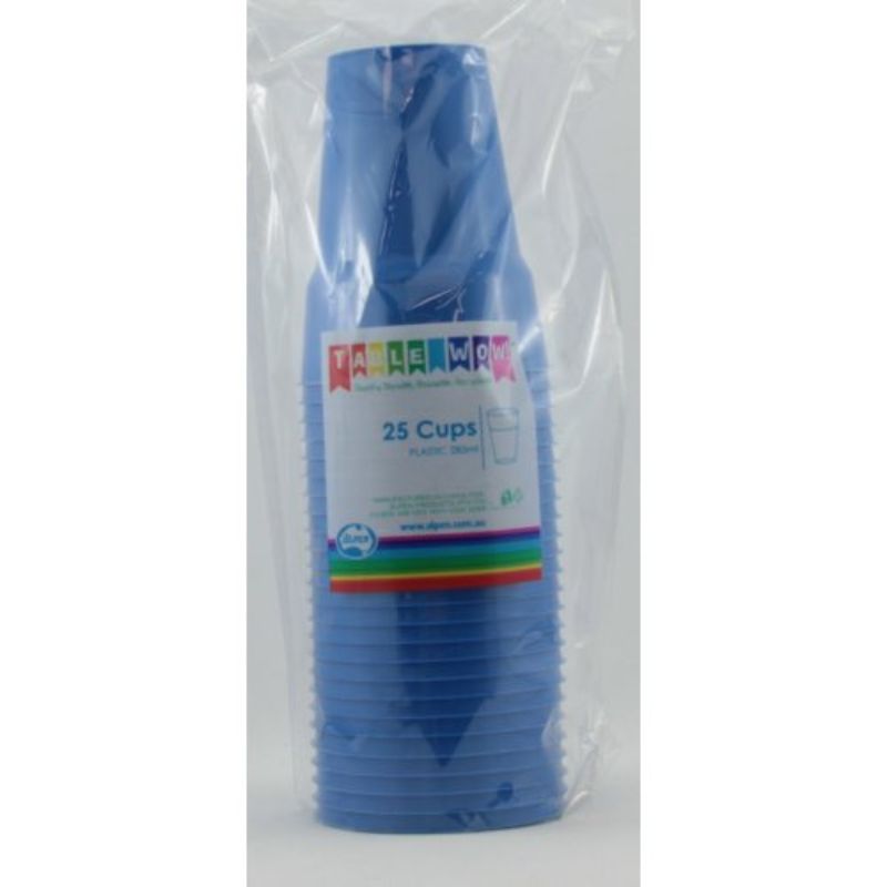 25 Pack Royal Blue Plastic Cups - 285ml