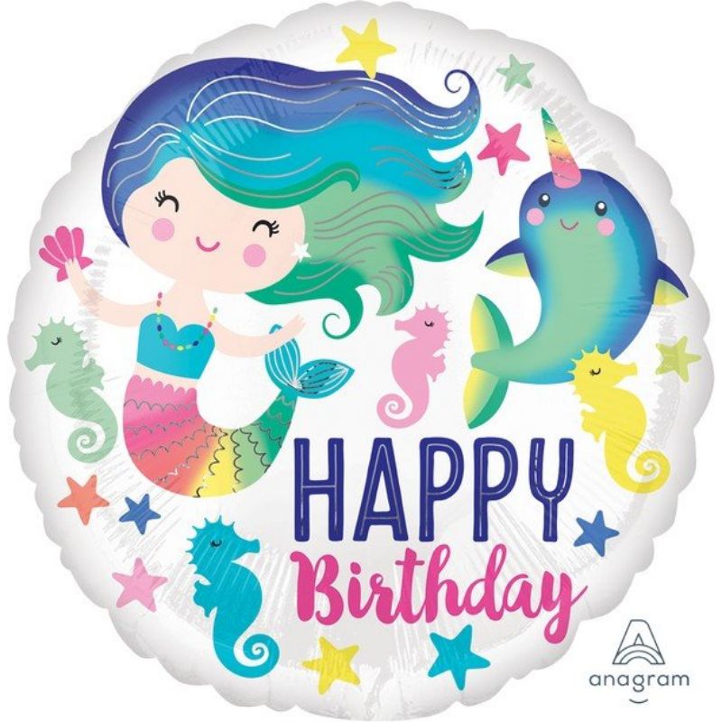 Colourful Ocean Fun Happy Birthday Foil Balloon - 45cm