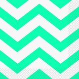 Load image into Gallery viewer, 16 Pack Caribbean Teal Chevron Beverage Napkins - 25.4cm x 25.4cm
