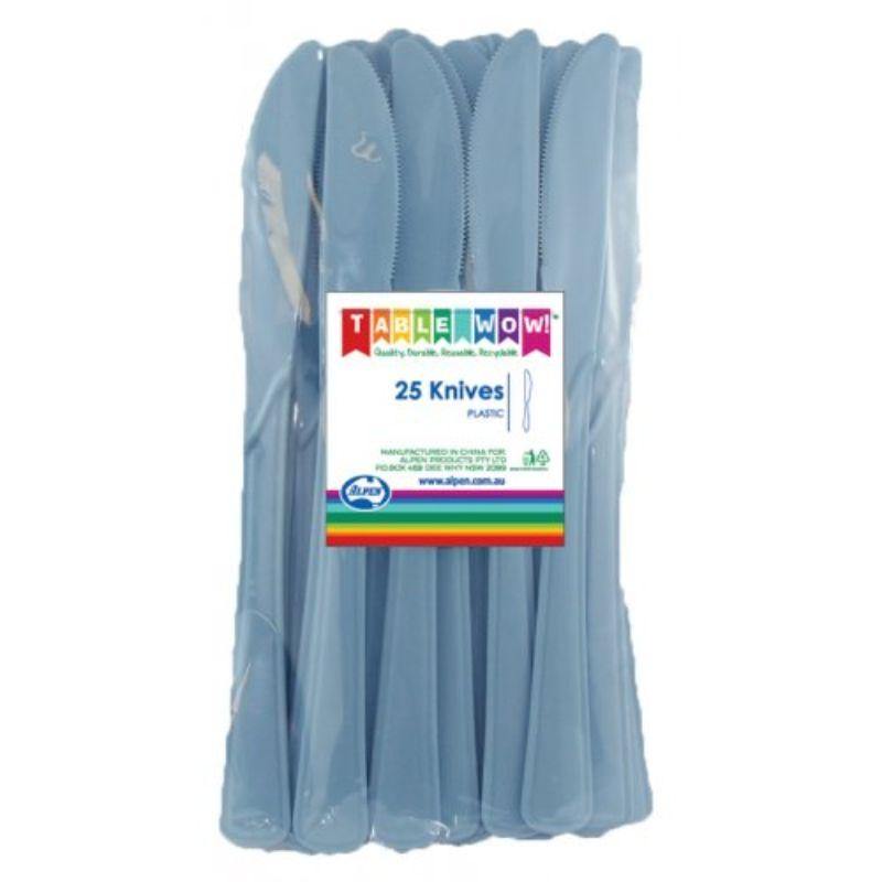25 Pack Plastic Light Blue Knives - 19cm - The Base Warehouse