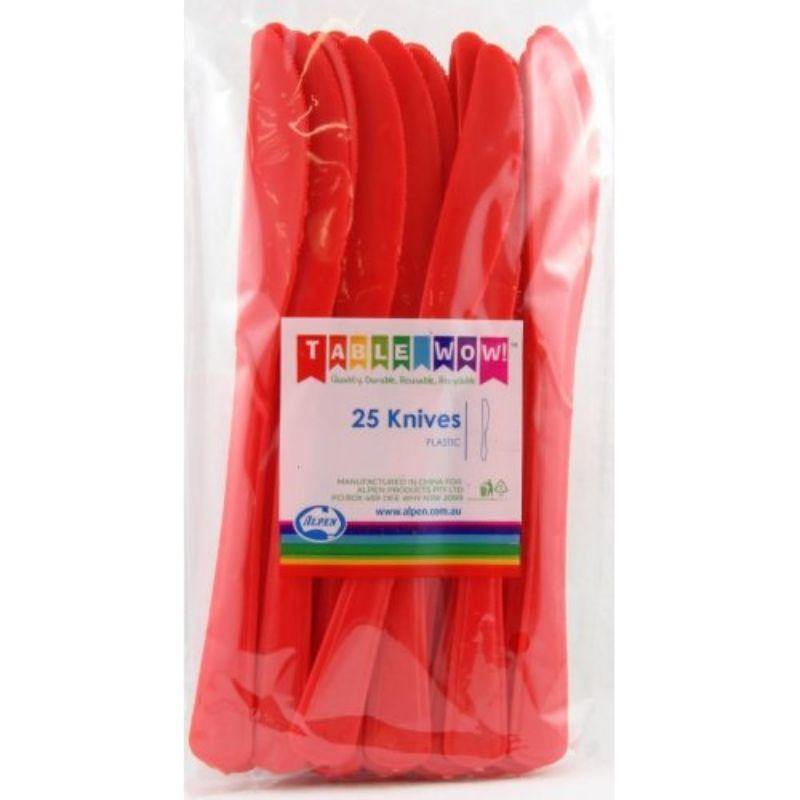 25 Pack Red Knives - 19cm - The Base Warehouse
