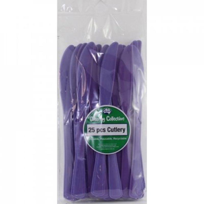 25 Pack Plastic Purple Knives - 19cm - The Base Warehouse