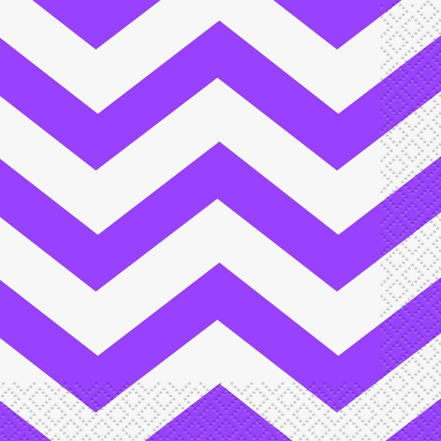 16 Pack Pretty Purple Chevron Beverage Napkins - 25.4cm x 25.4cm