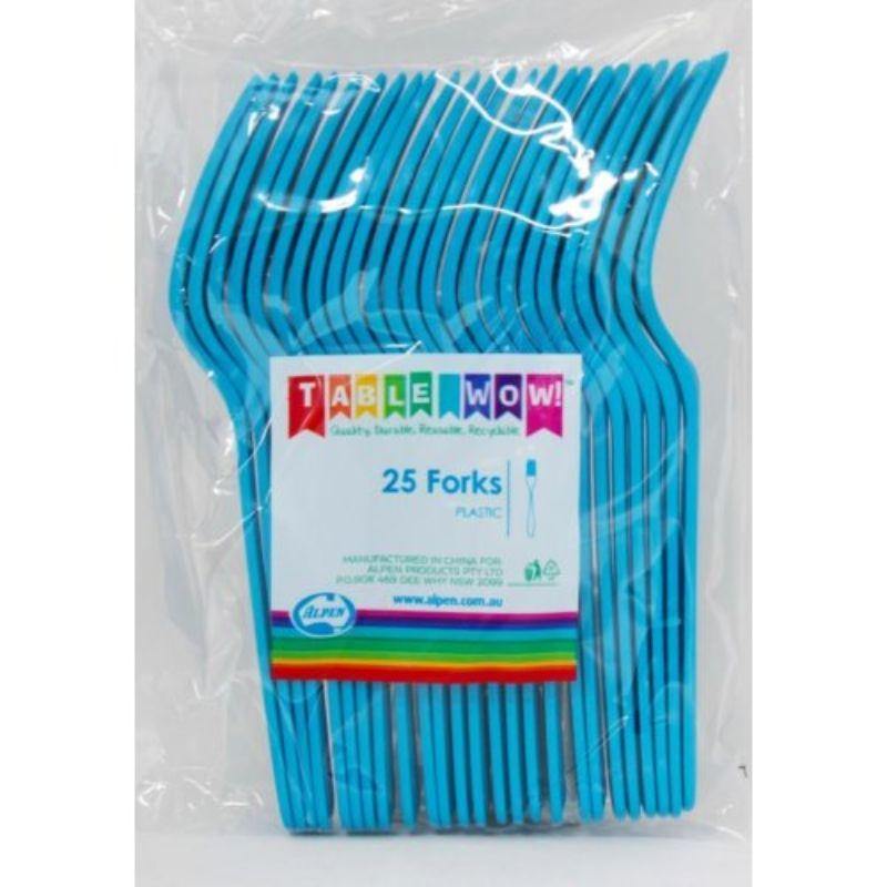 25 Pack Azure Blue Forks - 18cm - The Base Warehouse