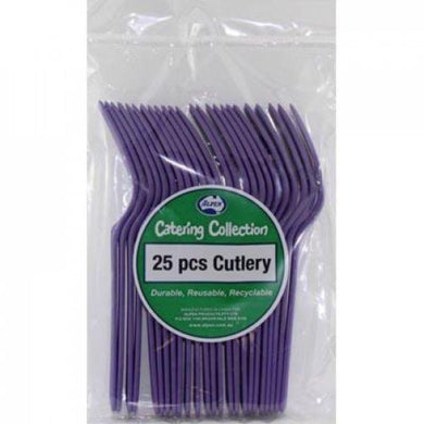 25 Pack Plastic Purple Forks - 18cm - The Base Warehouse