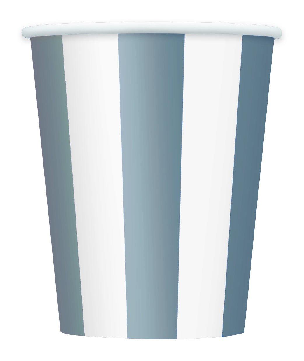 6 Pack Silver Stripes Paper Cups - 355ml - The Base Warehouse