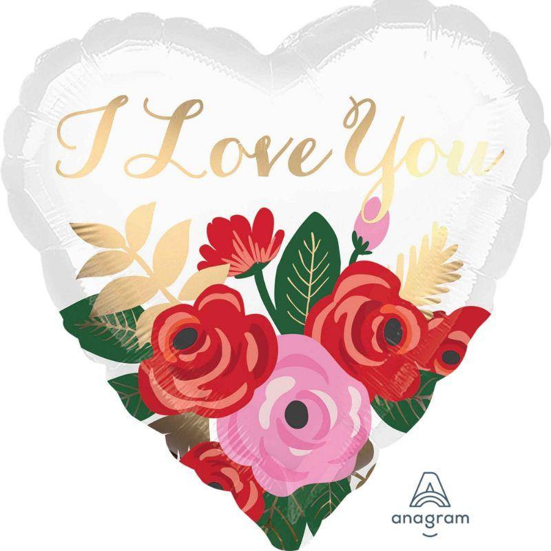 I Love You Rose Bouquet Heart Foil Balloon - 45cm