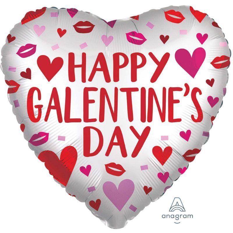 Satin Infused Galentines Day Heart Foil Balloon - 45cm - The Base Warehouse